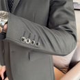thumbnail image 5 of Traje profesional de negocios para hombre, Blazer, chaleco, pantalones, Color sólido, informal, ajustado, para novio, a la moda, novedad de 2024, 5 of 5