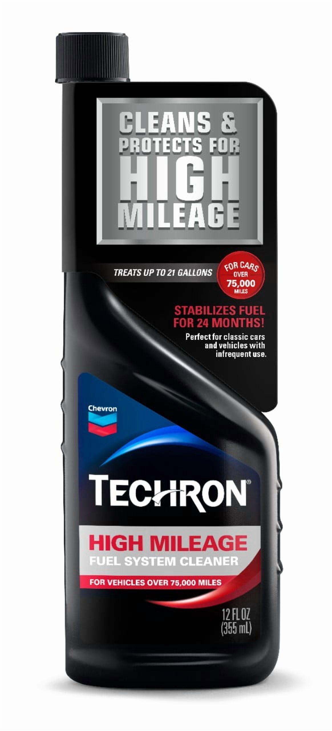 (1 pack) Chevron Techron High Mileage Fuel System Cleaner, 12 fl oz