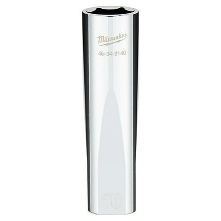 UPC: 0045242589456 | Milwaukee-45-34-9140 1/2 in. Drive 16MM Metric 6-Point Deep Socket with FOUR FLAT Sides