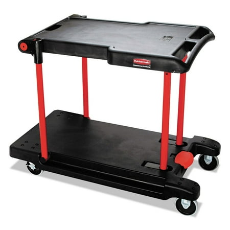 Rubbermaid Commercial Convertible Utility Cart, Two-Shelf, 23.88w x 45.13d x 34.38h, Black -RCP430000BK