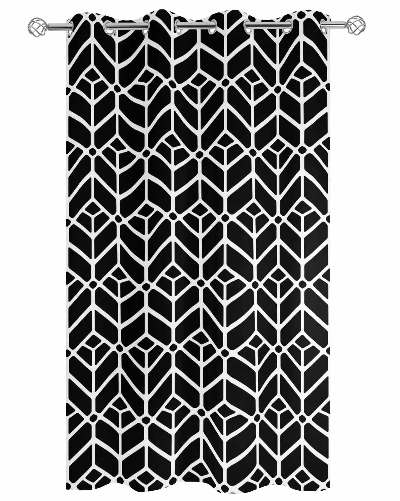 Geometric Outdoor Curtains for Patio, Modern Abstract Lines Texture Black Privacy Drapes Grommet Waterproof Outside Curtains for Porch/Cabana/Balcony 54"x 108", 1 Panel