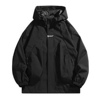 Mens Full Zip Up Windbreaker Casual Bomber Jacket Hooded Waterproof Tactical Rain Coats Thicken Winter Outerwear
