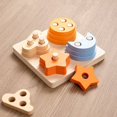 thumbnail image 4 of Bloques de construcción de madera Montessori para niños juguetes educativos de aprendizaje temprano rompecabezas de combinación de colores para niños de 1 2 y 3 años, 4 of 5