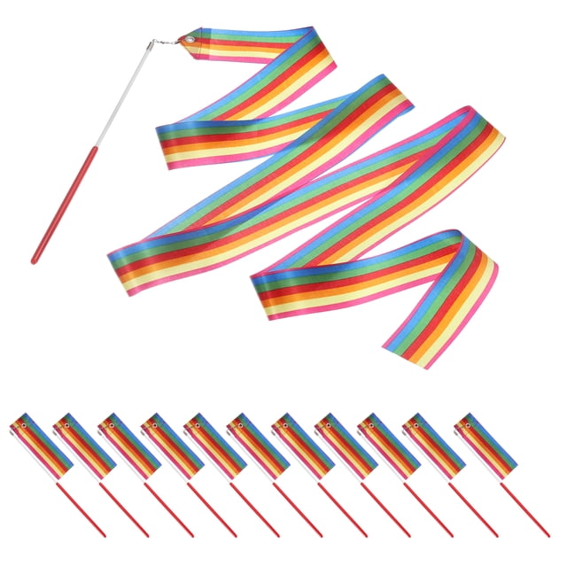 Uxcell Dance Ribbons, Gymnastics Dance Streamers with Non-Slip Wand Dance Flag Rainbow