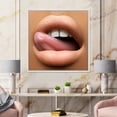thumbnail image 2 of Designart 'Beautiful Dark Skinned Female Tongue Touching Lips' Modern Framed Canvas Wall Art Print, 2 of 5