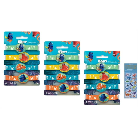 Finding Dory Birthday Party Supplies Bundle includes Party Favor Rubber Bracelets - 12 Count