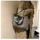 thumbnail image 4 of Bolso de hombro de punto con diseño de cuadros elegante e informal para mujer y niña, bolso de mano para libros Rosa verde, 4 of 8