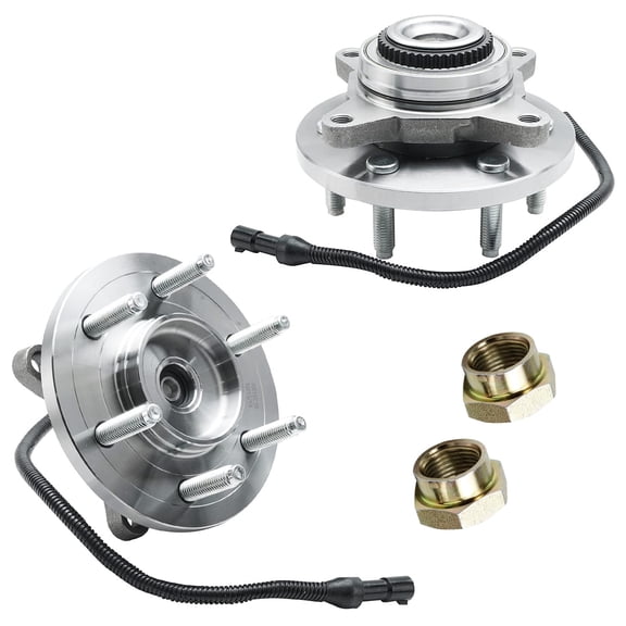Detroit Axle 515095 Front Wheel Hub and Bearing Assembly w/ CV Spindle Nuts for 2007 2008 2009 2010 Ford Expedition Lincoln Navigator 4WD Only 4pc