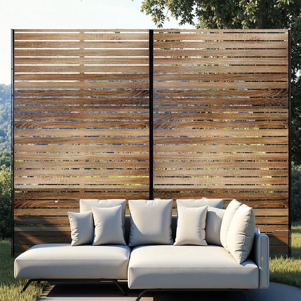 72x47 pulgada freestanding metal privacy screen con stand para outdoor y indoor use - patio, lawn, garden, deck, balcony