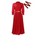 thumbnail image 5 of Spring and Summer Waist Cinching Elegant Solid Color Dress, 5 of 6