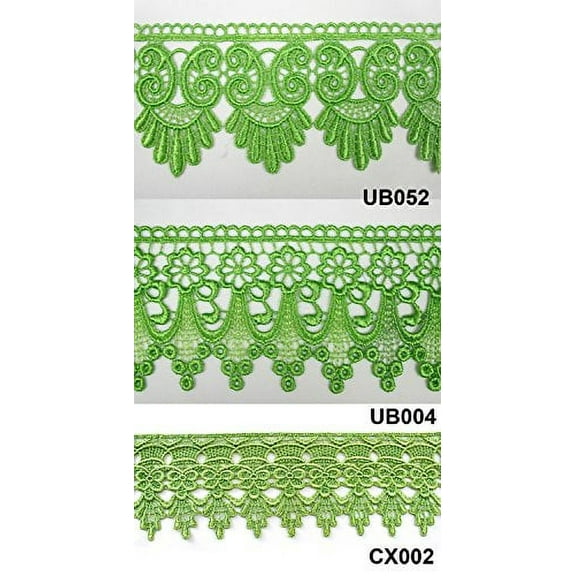 Altotux 3" Lime Green Embroidered Floral Scalloped Venice Lace Trim Victorian Guipure Sewing Supplies By Yard