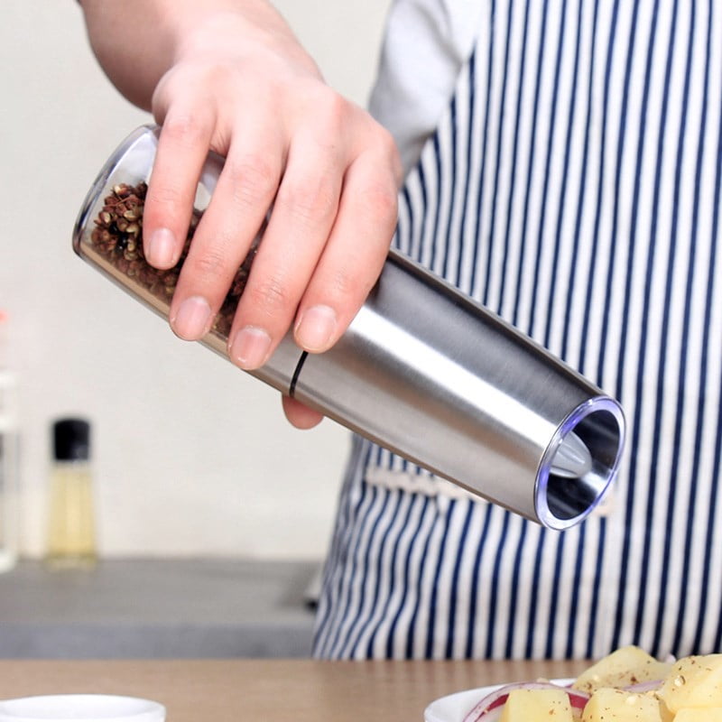 Automatic Gravity Electric Salt and Pepper mill Grinder Set LED Battery-Operated 