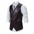 thumbnail image 6 of Mens Retro PU Leather Suit Vests Casual Western Single Breasted Pocket Jacket Lightweight V Neck Classic Fit Waistcoat, 6 of 9