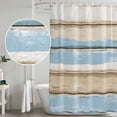 thumbnail image 4 of Vintage Geometric Blue Shower Curtain Set - Extra Long 72" x 96" Washable Bathtub Curtain with 12 Hooks, Abstract Country Shabby Wood Grain Waterproof Fabric Stall Shower Curtains for Bathroom Décor, 4 of 6