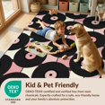 thumbnail image 4 of Design&I 2'x3' Washable Throw Rug Low Profile Daily Traffic Ready Accent Music Note Grid With Retro Cd Disc Checkered Design Vinyl Record for Hallway, Laundry Room, 4 of 7
