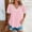 *Pink, variant on ClodeEU Women's V Neck Short Sleeve T-Shirt with Cutout Crochet Trim ,Casual Lace Blouse Pink,Womens Plus M