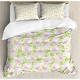 thumbnail image 3 of Shabby Chic Duvet Cover Set Twin Size, Classical Spring Yard Florescence Pastel Colored Flourish Pattern, Decorative 2 Piece Bedding Set with 1 Pillow Sham, Pale Pink Pale Green, by Ambesonne, 3 of 3