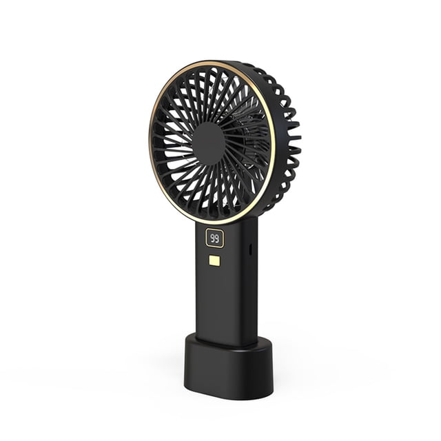Inteprter Ventilador de mano Portátil Ajustable Escritorio Refrigeración Digital Sin escobillas Silencioso Inalámbrico Interior Deportes al aire libre Electrodomésticos Negro
