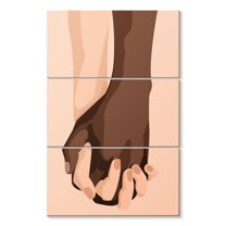 Elephant Stock Interracial Couples Wall Art - Vertical Multi Panel Canvas - Living Room Wall Decor - Love Multi Panel - Beige And Brown Decor - 36" x 57"