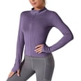 thumbnail image 6 of BUIGTTKLOP Sun Protection Jackets for Women Long Sleeve Lightweight Zip up Yoga Jacket Cropped Slim Fitted Athletic Tops with Thumb Hole, 6 of 6