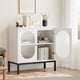 thumbnail image 5 of Aparador de Madera – Moderno con Puertas de Vidrio y Estantes – Gabinete Buffet Auxiliar – Entrada, Salón, Comedor o Cocina – Organización Ideal - Blanco, vidrio Changhong, 5 of 8