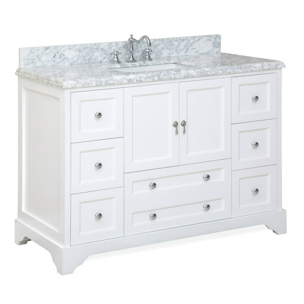 Madison 48" Bathroom Vanity with White & Carrara