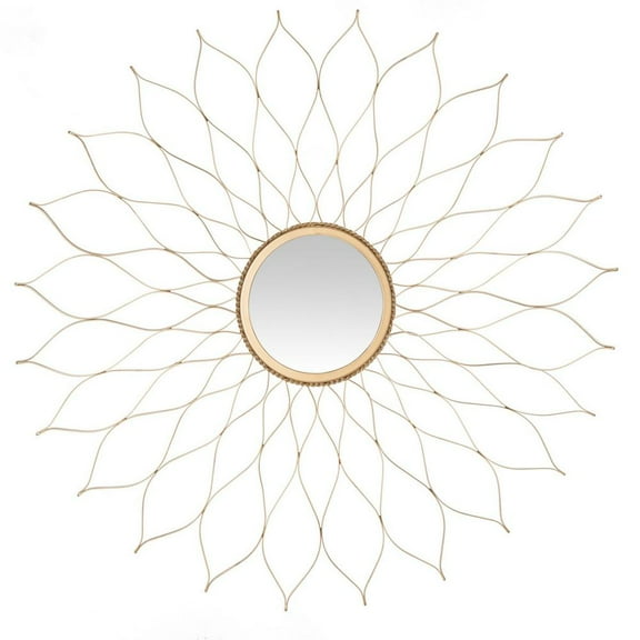 SAFAVIEH Geometric Round Sunburst Flower Mirror, Gold