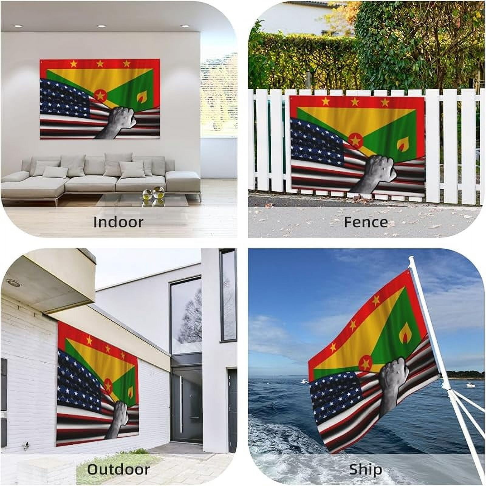 Usa American Flag And Grenadians Grenada Flag Flag 4x6 Ft Double-Sided Printing Thickened Three-Ply Fabric Outdoor Flags Banner Decorations
