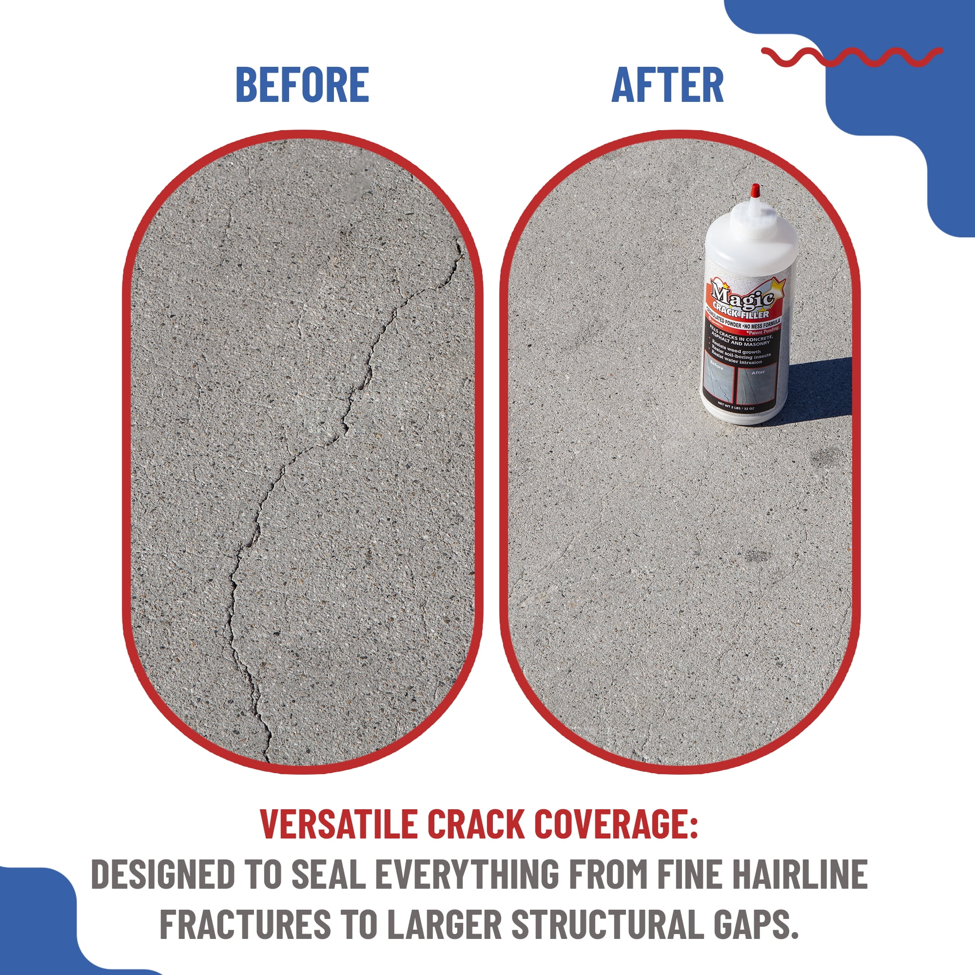 Magic Crack Filler (Gray/Concrete)- 2.5 LB Concrete Bottle
