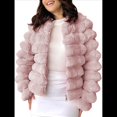 thumbnail image 3 of Chaqueta de Piel Sintética para Mujer, Abrigo Corto Abullonado de Larga, Abrigo Cálido de Invierno. Rosa XXL, 3 of 8