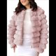 thumbnail image 3 of Chaqueta de Piel Sintética para Mujer, Abrigo Corto Abullonado de Larga, Abrigo Cálido de Invierno. Rosa S, 3 of 8