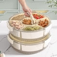 thumbnail image 5 of Divided Serving Tray with Lid and Handle, Stackable Snackle Box Container for Fruits Candy Organizer, Portable Spinning Rounded Veggie Tray for Kitchen, Party, Trave and Picnic, 5 of 9