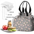 thumbnail image 4 of Pioneer Flower Floral Print Pattern Drawstring Lunch Bag Women - Drawstring Lunch Bag Insulated for Work Office - Stain-Resistant Large Lunchbags for Women with Multi-Pockets, 4 of 6