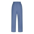 thumbnail image 3 of Womens Casual Linen Pants Straight Leg Drawstring Elastic High Waist Loose Comfy Trousers with Pockets, 3 of 5