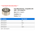 thumbnail image 2 of Front Wheel Bearing - Compatible with 2009 - 2013 Honda Fit 2010 2011 2012, 2 of 2