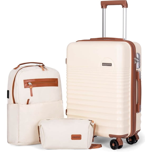 Carry-On Luggage, 22 x 14 x 9 Inches, Airline Approved Hard Shell Suitcase with 8 Spinner Wheels, TSA Lock, ABS Material