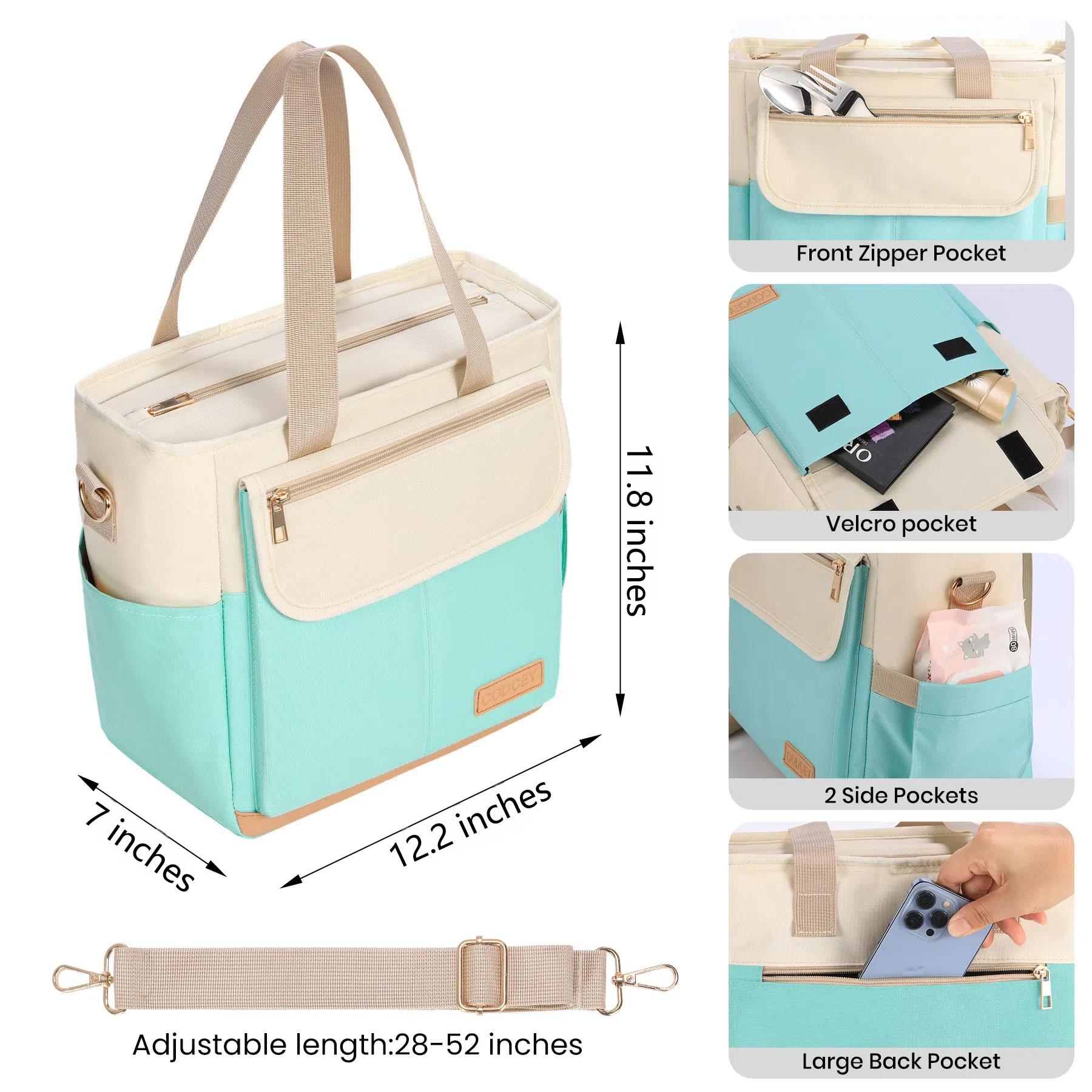 CODCEY Insulated Oxford Reusable Lunch Bags Women