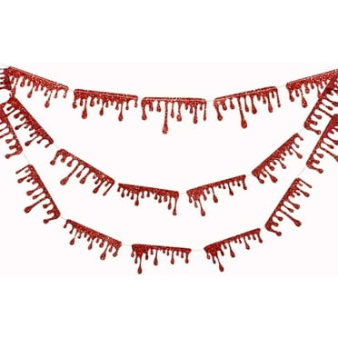 Cheerland Glitter Red Blood Drop Garland Kit for Vampire Diaries Birthday Party, 2-Piece