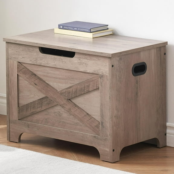 Storage Bench, Retro Wooden Storage Chest with Safety Hinge and Lift-Top, Easy Assembly for Toy Box Organizer