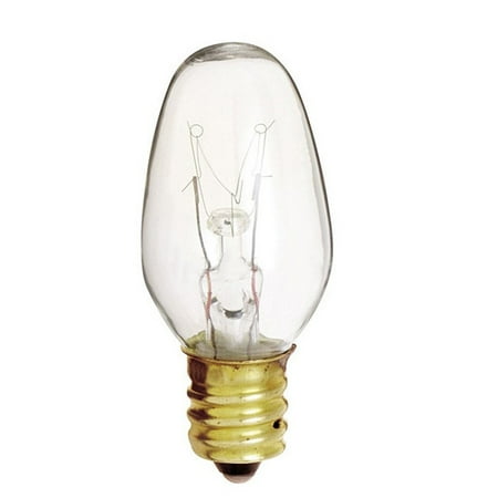 - Satco S4725 7W 120V C7 Clear E12 Candelabra Base Incandescent bulb x 4 pack