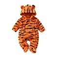 thumbnail image 3 of Baby Tiger Hooded Romper Soft Plush Warm Animal Jumpsuit Halloween Dress-Up Outfit, 3 of 5