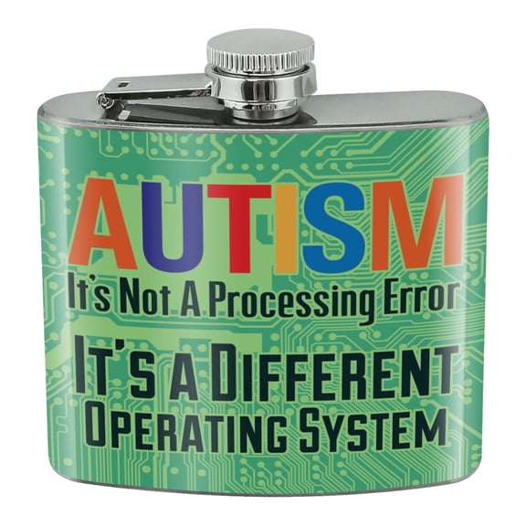 Autism Not a Processing Error Different Operating System Stainless Steel 5oz Hip Drink Kidney Flask