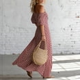 thumbnail image 6 of Yxbdin Off the Shoulder Maxi Dresses for Women Elegant Striped Print Sundresses with Pockets Trendy Puff Flowy Boho Dresses Outdoor Travel Summer Beach Dresses, 6 of 6