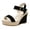 Black, variant on Rokment Women's Wedge High Heels Dressy Sandals Stylish Casual Suede Open Toe Ankle Strap Espadrilles Chunky Extra Heeled Dress Summer Shoes for Ladies Black Size 6