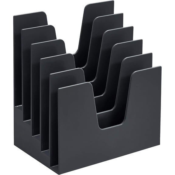 Acrimet 5 Section Incline File Sorter Organizer, Mail, Folder, Letter Desk Organizer, Rack for Office Organization Desktop (Plastic) (Black Color)