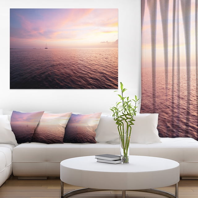 Purple Cloudy Seascape View - Modern Beach Canvas Art Print