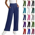 thumbnail image 2 of Yuanlook Women's Casual Loose Wide Leg Yoga Pants Cozy Sweatpants High Waisted Athletic Lounge Pants with Pockets S-3XL, 2 of 5