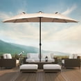 thumbnail image 3 of Costway 15Ft Patio Double-Sided LED Market Umbrella Crank Solar Powered Beige, 3 of 10