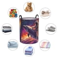 thumbnail image 4 of Fuzoiu Astronaut Dolphin Print Circular Hamper,Laundry Basket with Handle,Collapsible Laundry,Dirty Clothes Storage Basket,for Bedroom Bathroom Dorm Living Room-Small, 4 of 6