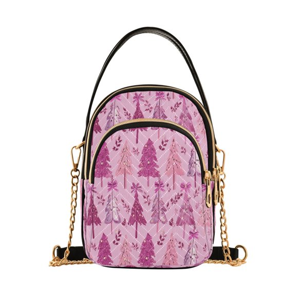 Women's Crossbody Handbag Shoulder Handbag 5.91x3.15x8.27 Inch Bank Card Bag Cash Bag Key Bag Beautiful Pink Christmas Little Green Dinosaurtree